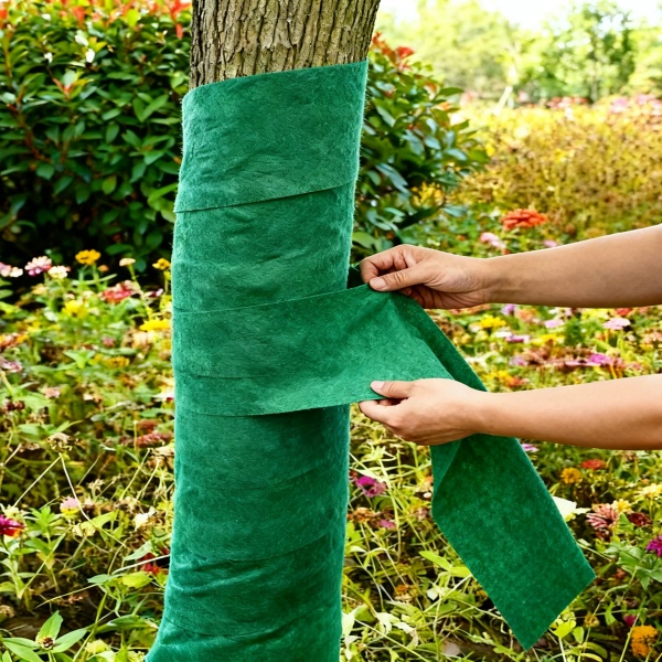 北京小区园林绿化防寒布生产厂家，冬季加厚缠树布养护树木